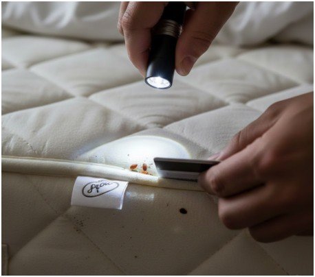 scraping the credit card into cracks to push out anything hiding there.